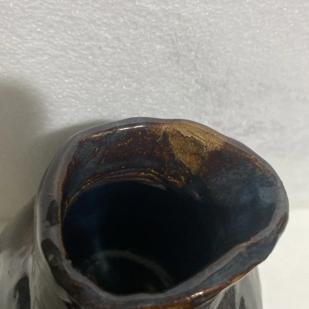 Studio Pottery Brown Glazed Bud Vase Handcrafted Signed AP Artist 6.5